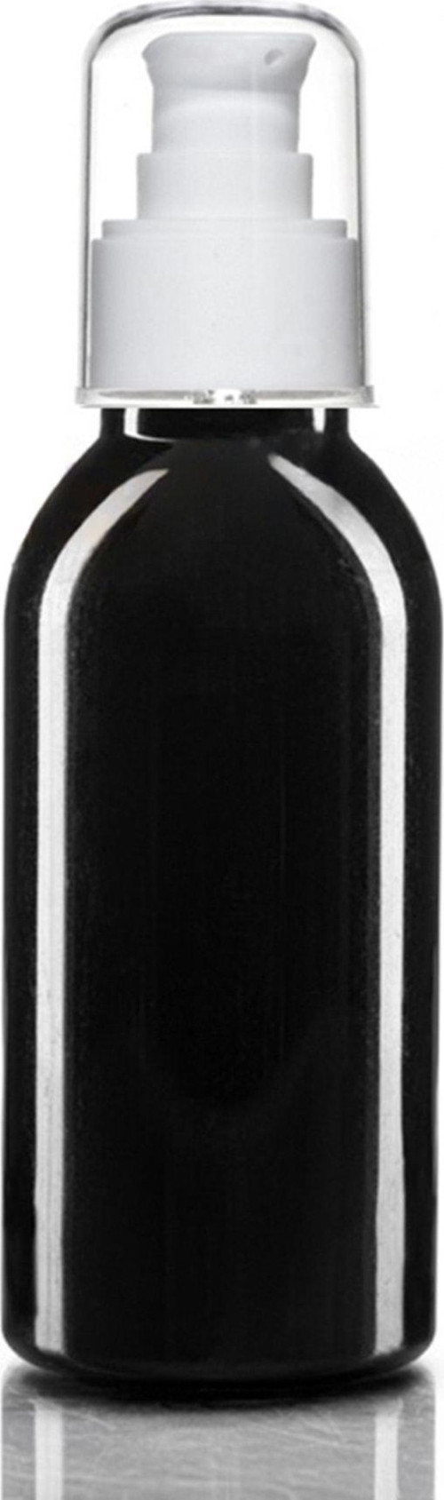 100 Adet - 100Ml Plastik Siyah Oval Boyunlu Şişe, Boş Beyaz Losyon Krem Pompalı Pet Şişe