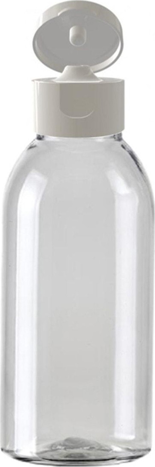 100 Adet - 150Ml Plastik Şeffaf Oval Boyunlu Şişe, Boş Açmalı Beyaz Kapaklı Pet Şişe