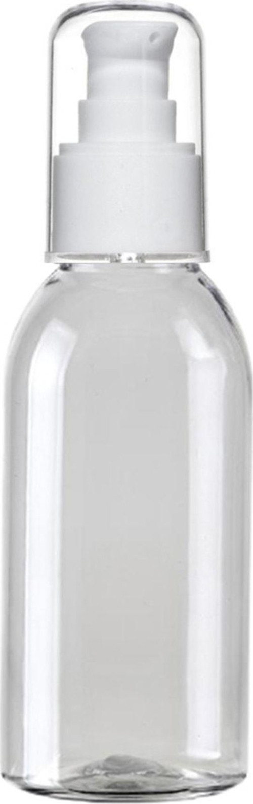 100 Adet - 150Ml Plastik Şeffaf Oval Boyunlu Şişe, Boş Beyaz Losyon Krem Pompalı Pet Şişe