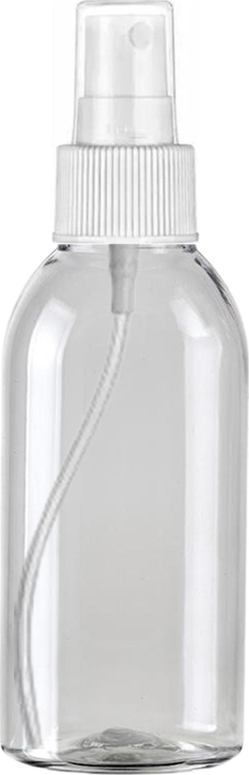 100 Adet - 150Ml Plastik Şeffaf Oval Boyunlu Şişe, Boş Beyaz Parmak Spreyli Pet Şişe