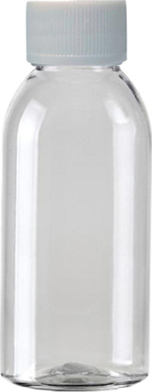 100 Adet - 150Ml Plastik Şeffaf Oval Boyunlu Şişe, Boş Düz Beyaz Kapaklı Pet Şişe