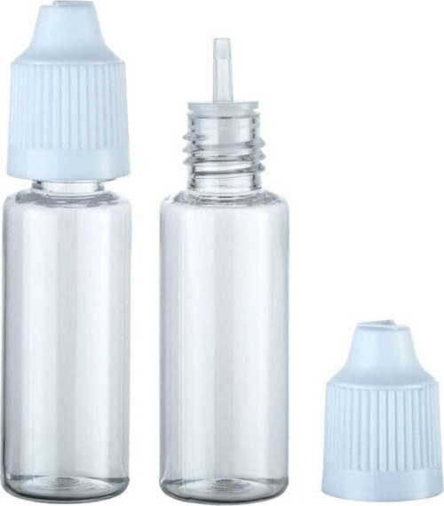 100 Adet - 30Ml Şeffaf Plastik Likit Şişesi - Iğne Uclu Damlalıklı Pet Şişe, Beyaz Kapaklı