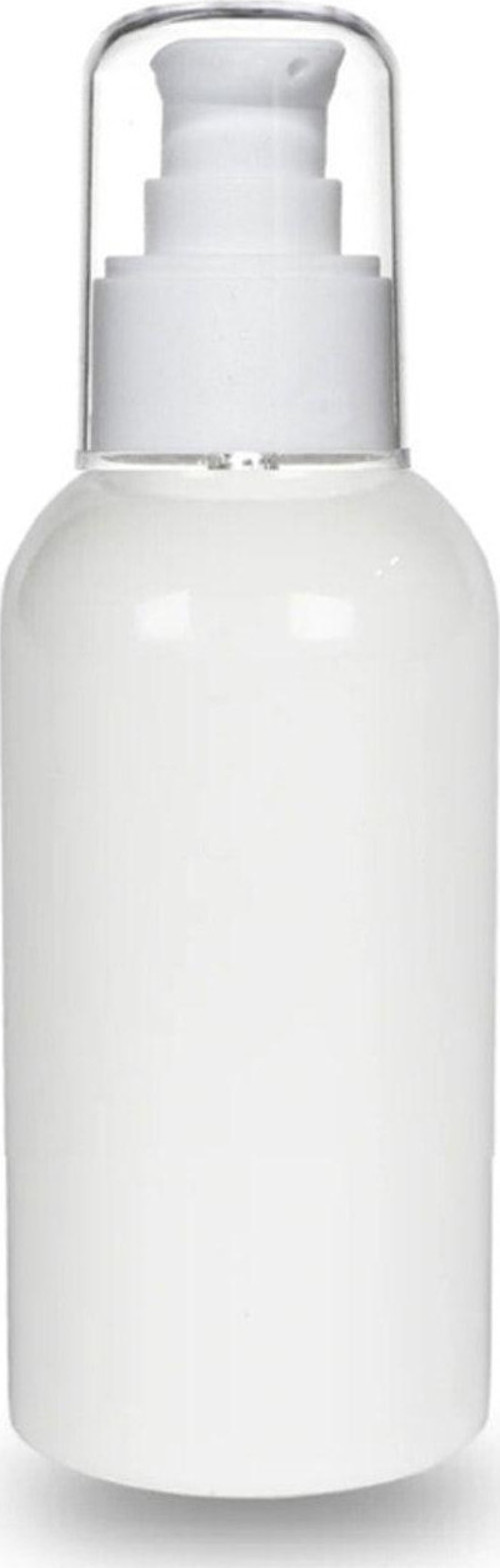 100 Adet - 100Ml Plastik Beyaz Oval Boyunlu Şişe, Boş Siyah Losyon Krem Pompalı Pet Şişe