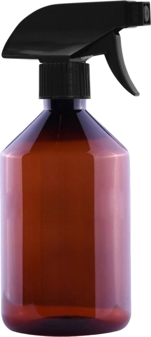 100 Adet - 500Ml Boş Plastik Kahverengi Konik Pet Şişe, Siyah Sprey Başlıklı