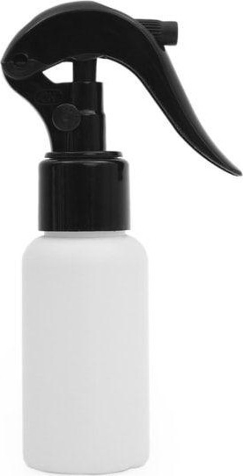 100 Adet - 50Ml Plastik Beyaz Boş Şişe, Siyah Mini Triger Sprey Aparatlı