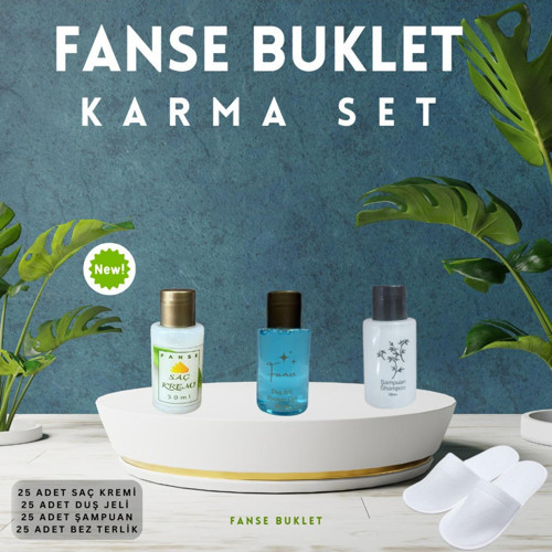 25 Li Karma Set Şampuan-Duş Jeli-Saç Kremi-Bez Terlik