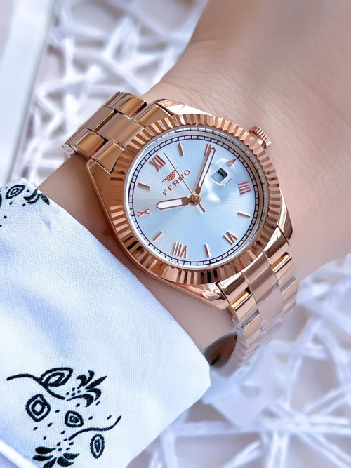 Rose Gold Renk 3 Atm Suya Dayanıklı Çelik Kordon Özel Tasarım Kadın Kol Saati BF21127AWT-C