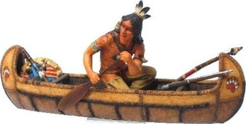 Collection Amerikan Yerlisi Kanoda Kızılderili Figürü 31 cm