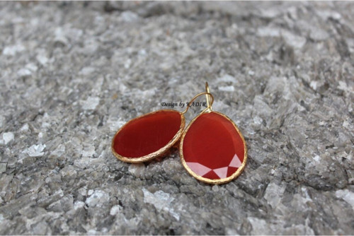 Altın Kaplama Kedi Gözü Fasulye Taş Bujiteri Küpe