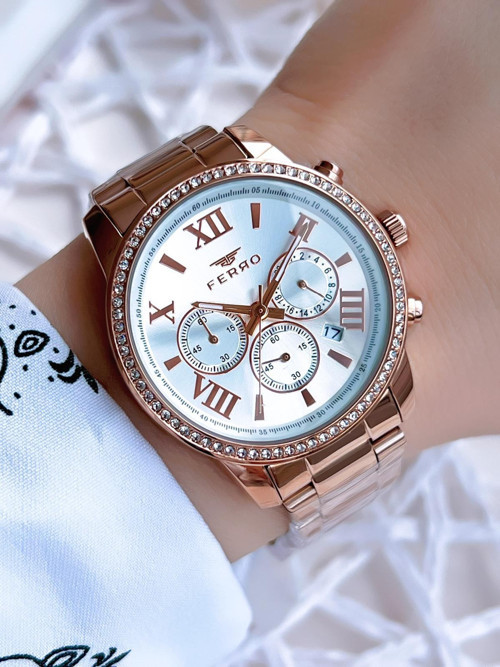Rose Gold Renk İç Fonksiyonları Aktif 3 Atm Çelik Kordon Kadın Kol Saati BFM41107AWT-C