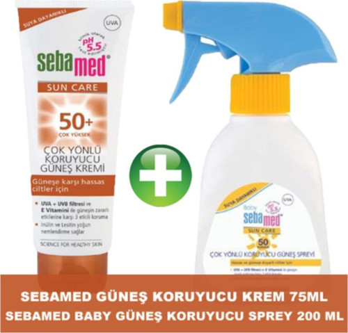 Baby Çok Yönlü Koruyucu Güneş Spreyi SPF50+ 200 ml + Çok Yönlü Koruyucu Güneş Kremi Spf 50+ 75 Ml