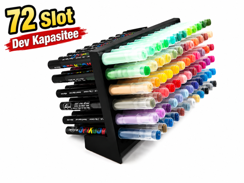🖍️✨ 72 Slot Dev Kapasiteli Marker Kalem Standı 🎨🖊️ Masaüstü Kalem Organizeri 📚 Çok Bölmeli