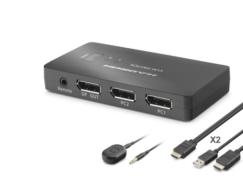 HDX1426 DisplayPort USB KVM Switch 2 Port DisplayPort 2 Port USB Siyah