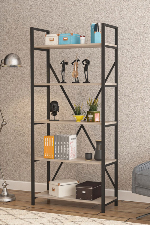 - Deniz Metal 5 Raflı Kitaplık-Cordoba