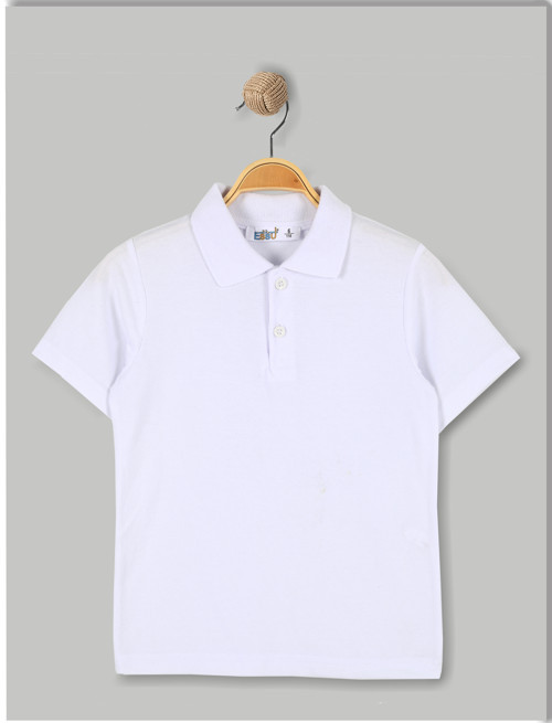 ERKEK ÇOCUK OKUL POLO YAKA BEYAZ KISA KOL T-SHIRT