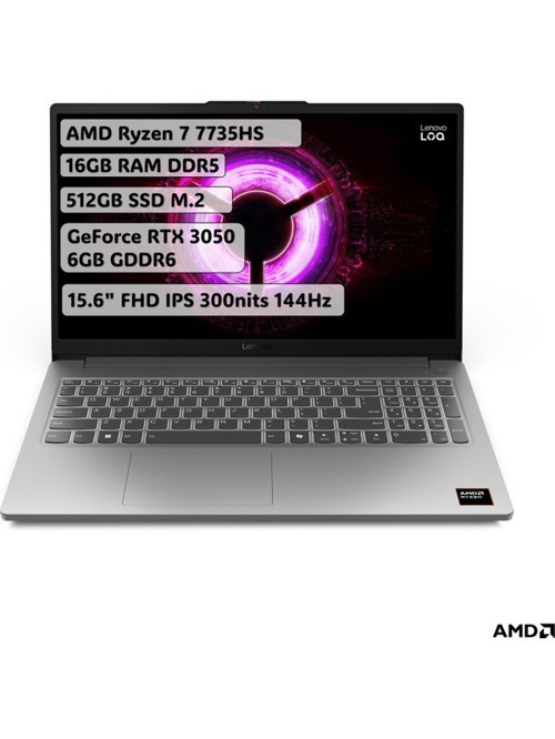 LOQ Essential Ryzen 7 7735HS 16GB 512GB RTX3050 Freedos 15.6" FHD 144Hz 83S00033TR Oyuncu Notebook