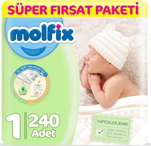 Bebek Bezi 1 Beden Yenidoğan Fırsat Paketi 2-5 Kg 240 Adet