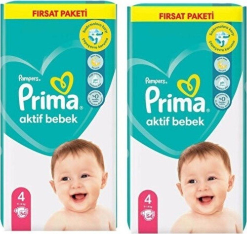 Aktif Bebek Fırsat Paket 4 Beden 54 Lü 2 Paket 108 Adet 9-14 Kg