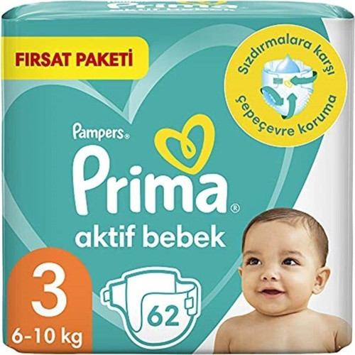 Bebek Bezi Aktif Bebek 3 Beden 62 Adet Fırsat Paketi