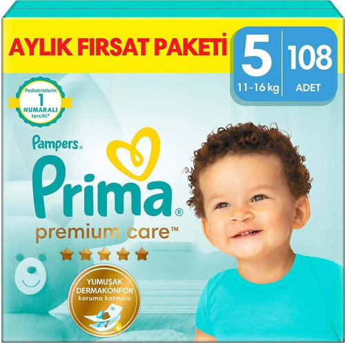 Bebek Bezi Premium Care 5 Beden 108 Adet Aylık Fırsat Paketi