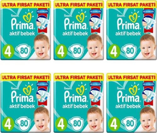 Bebek Bezi Aktif Bebek 4 Beden 80 Adet Ultra Fırsat Paketi X 6 Adet