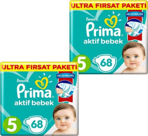 Bebek Bezi Aktif Bebek 5 Beden 68 Adet Ultra Fırsat Paketi X 2 Adet