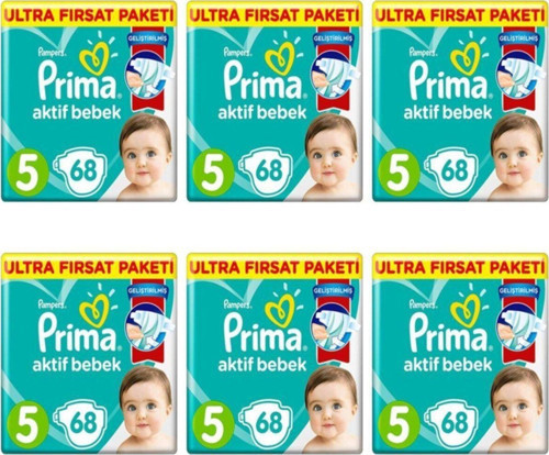 Bebek Bezi Aktif Bebek 5 Beden 68 Adet Ultra Fırsat Paketi X 6 Adet