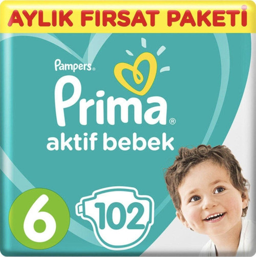 Bebek Bezi Aktif Bebek 6 Beden 102 Adet Ekstra Large