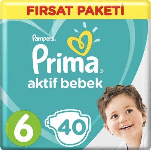 Bebek Bezi Aktif Bebek 6 Beden 40 Adet Ekstra Large Fırsat Paketi