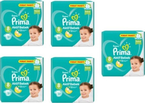 Fırsat Paketi 8 Numara 31*5= 155 Adet Bebek Bezi 17+ kg