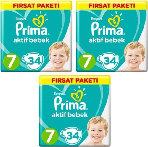 Fırsat Paketi Bebek Bezi 7 Numara 102 Adet 3*34