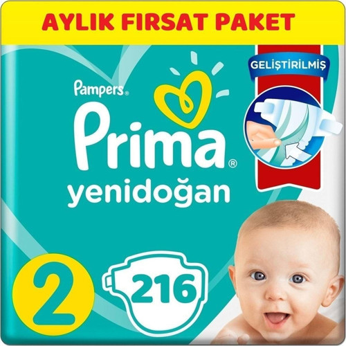Bebek Bezi Beden:2 (4-8kg) Mini 216 Adet Aylık Fırsat Pk