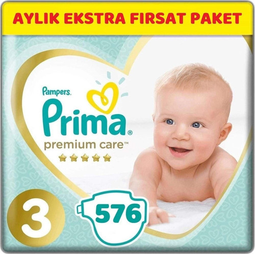 Premium Care Bebek Bezi Beden:3 (6-10kg) Midi 576 Adet Aylık Ekstra Fırsat Pk