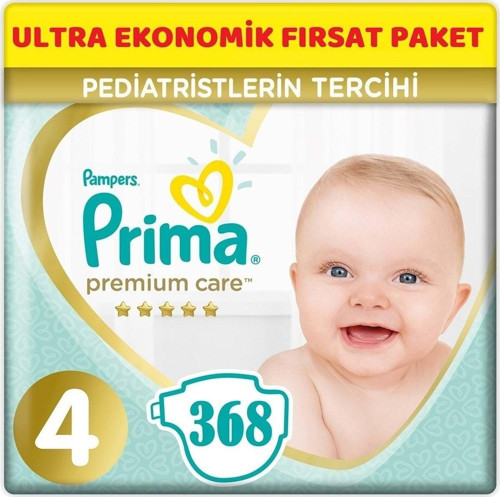 Premium Care Bebek Bezi Beden:4 (9-14kg) Maxi 368 Adet Ultra Ekonomik Fırsat Pk