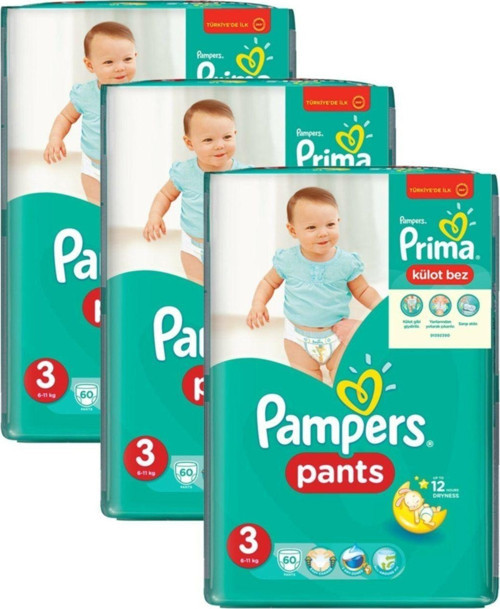 Külot Bez Pants 3 no Bebek Bezi 60lı Paket x 3 Adet=180külot Bez