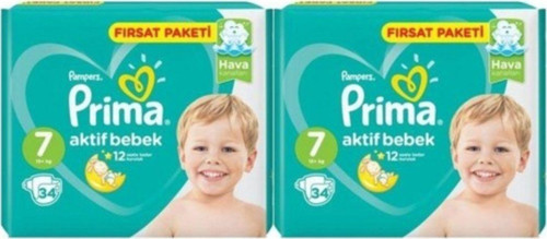 Pampers Bebek Bezi Aktif Bebek 7 Beden 34 Lü X 2 Adet