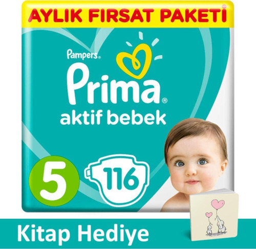 Pampers Bebek Bezi Aktif Bebek Aylık 5 No 116 Lı ( Kitap Hediyeli )