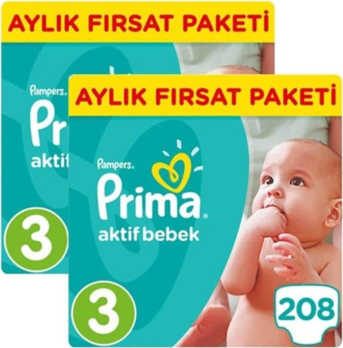 Pampers Bebek Bezi Aktif Bebek Aylık Midi 3 No 208'li x 2