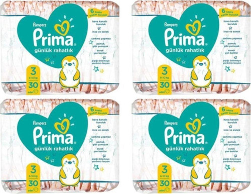 Pampers Günlük Rahatlık 3 Beden Bebek Bezi 30x4 Paket = 120 Adet Bez