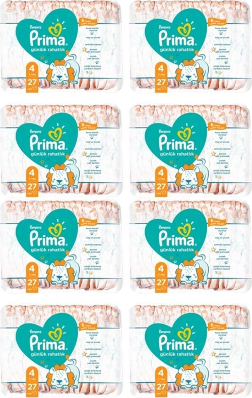 Pampers Günlük Rahatlık 4 Beden Bebek Bezi 27 Li X 8 Paket = 216 Adet Bez