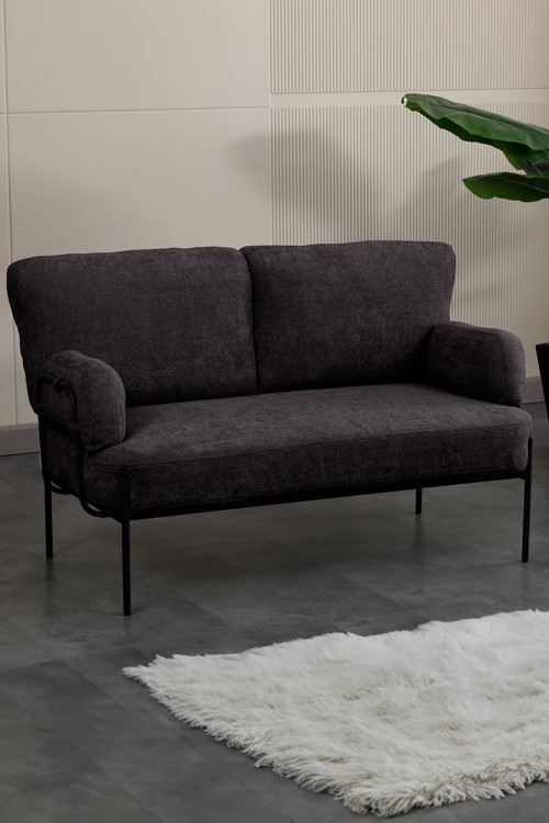 Hermes Bahçe Mobilyası 2+1+1 Bahçe Koltuk Takımı Teras Balkon Metal Oturma Grubu - Füme