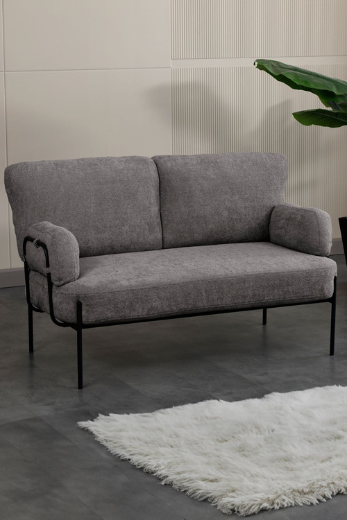 Hermes Bahçe Mobilyası 2+1+1 Bahçe Koltuk Takımı Teras Balkon Metal Oturma Grubu - Gri