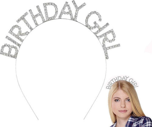 Gümüş Kristal Taşlı Birthday Girl Doğum Günü Tacı İthal Ürün A Kalite 17x16 cm