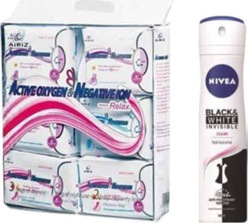 Hijyenik Kadın Pedi 6'lı Paket 98 Adet Pamuklu Organik+nivea Invisible B&w Deodorant