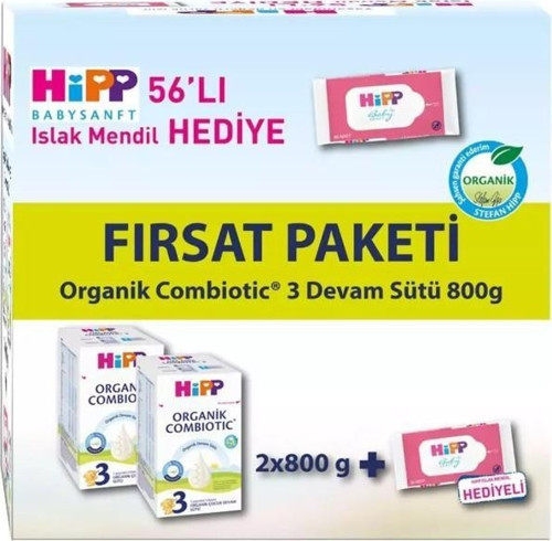 3 Organik Combiotic Bebek Sütü 800 Gr X2 Islak Mendil Hediyeli