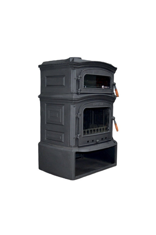 flamestove Altara Premium Lüx 3 Camlı Kuzineli Odunluklu Döküm Soba