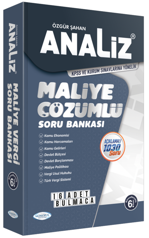 Monopol Yayınları Analiz Maliye Çözümlü Soru Bankası 6. Baskı Monopol Yayınları
