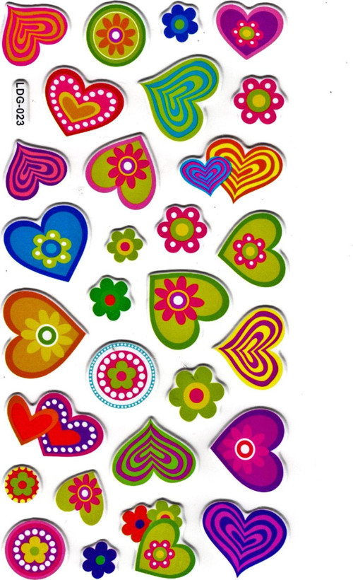 Sticker Kabartmalı Stiker Defter, Planlayıcı Etiket (Ldg023)-17x9 cm- Desenli Kalp