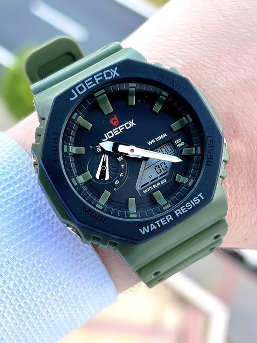 G-SHOCK Kasa Yeşil Dijital/Analog 5 Atm Suya Dayanıklı 2 Yıl Garantili Spor Kol Saati J-GS25