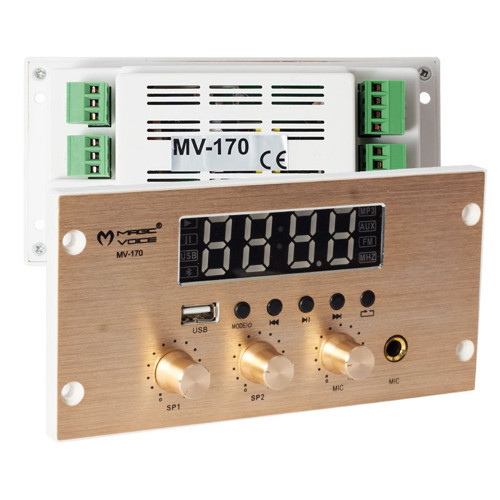 MV-170 USB-BT-Mic. Girişli 4x25W Müzik Kontrol Cihazı